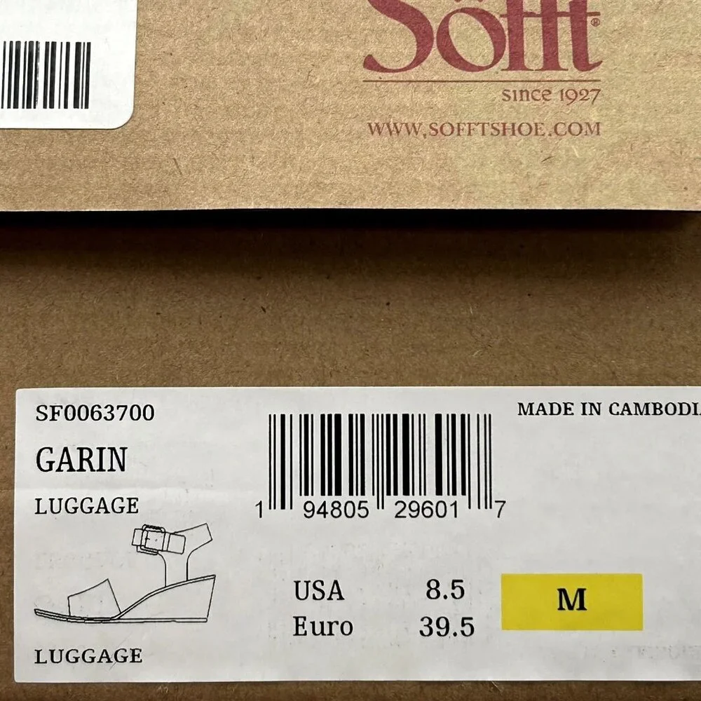 Sofft Garin Women’s Wedge Sandals Size 8.5‎ Brown Open-toe Hook & loop Closure